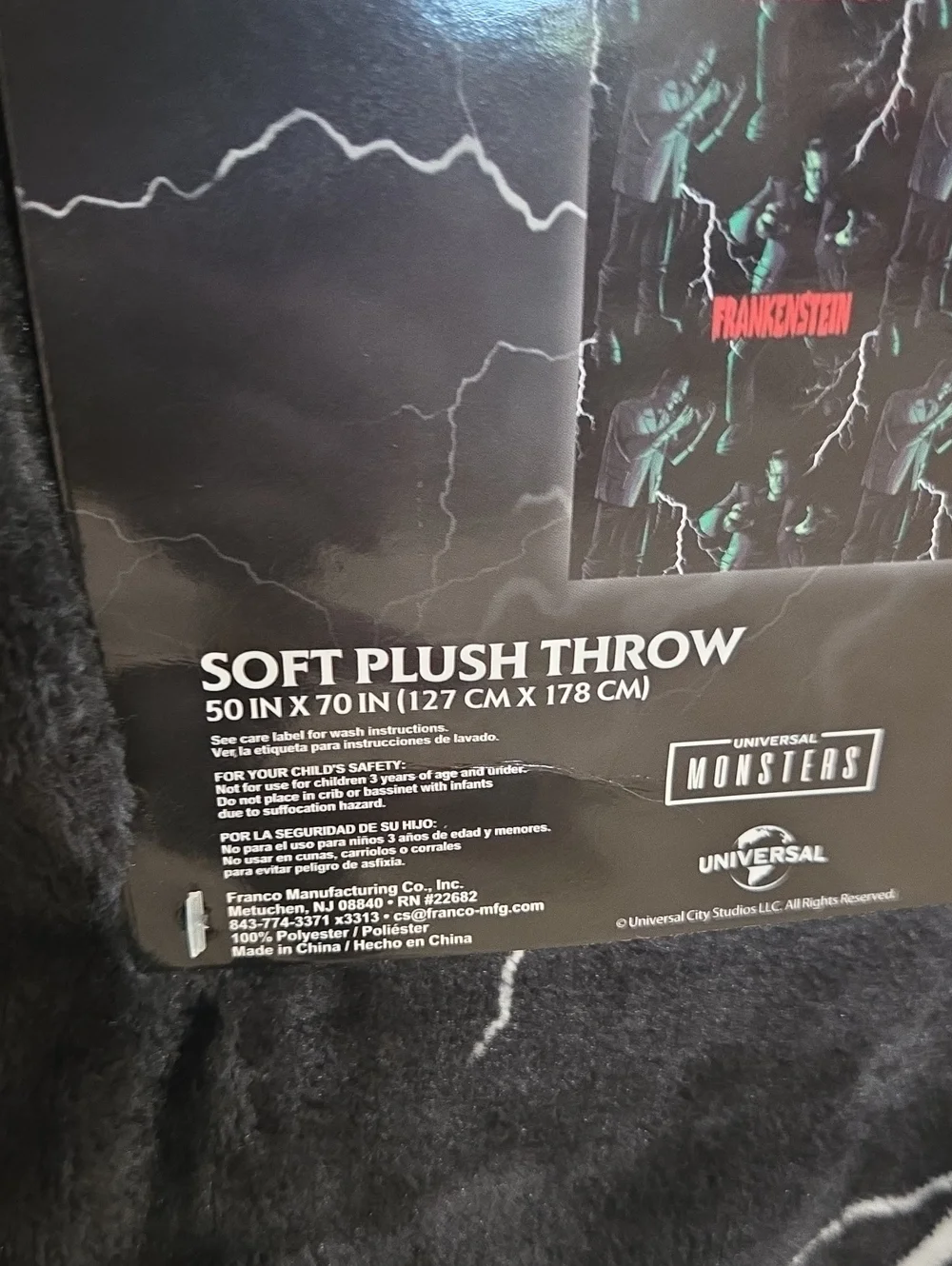 Frankenstein Throw Blanket - Black & Green